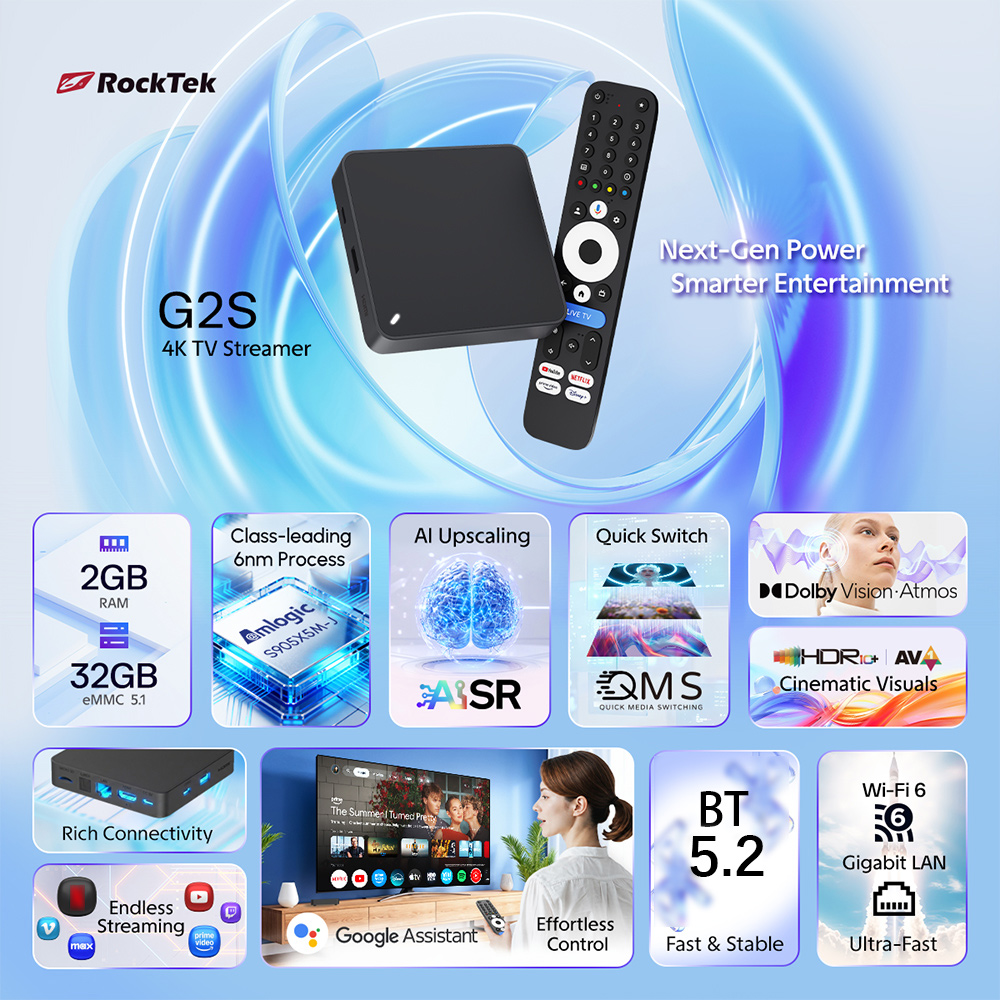 Boîtier TV Google RockTek G2S  - Home Cinema Dolby Atmos avis et prix
